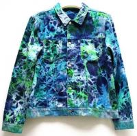 2021 MLW1109# Green organic dyed tie-print washed denim jacket