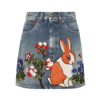 Women's denim 3D embroidered skirt