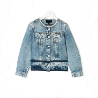 Girl’s Denim Jackets With Round collar loose edge