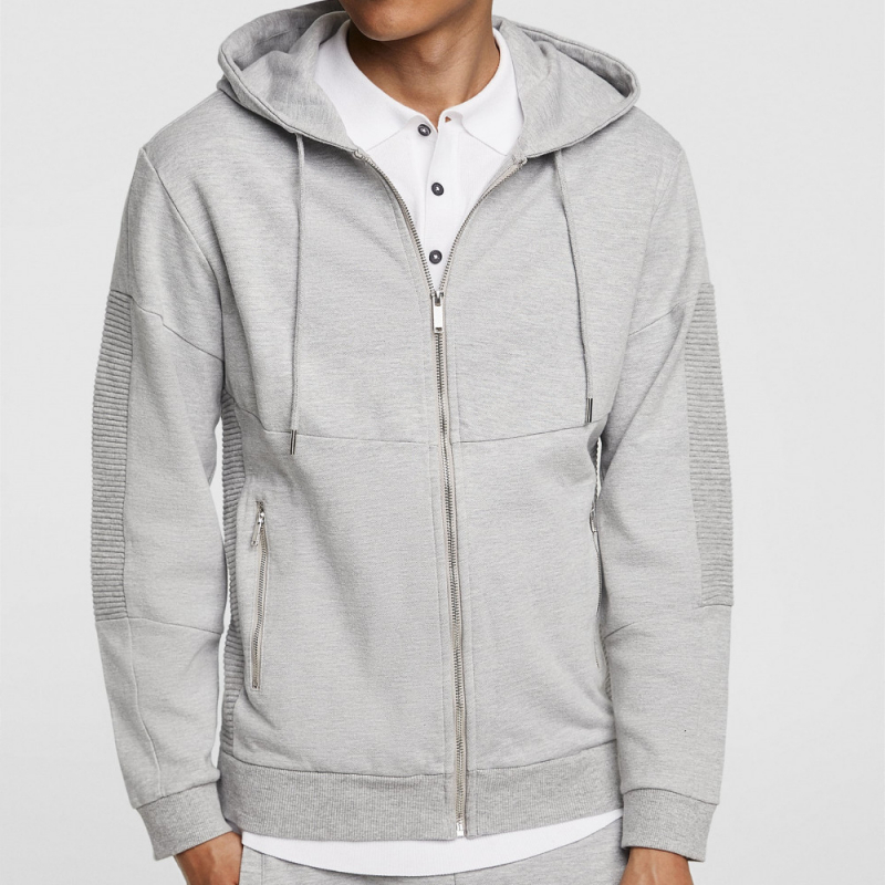 Men's knitted hooded zipper jackets With Block