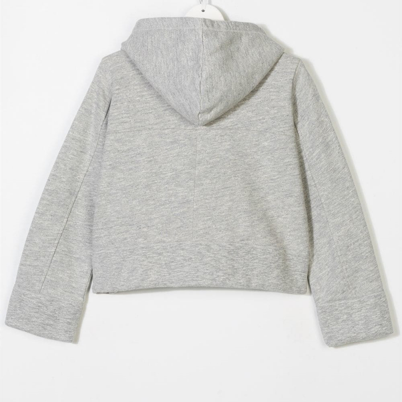 Women's short-body  fleece pullover with hooded