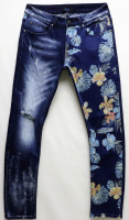 2021 MLM037# Printed denim + denim stitching jeans
