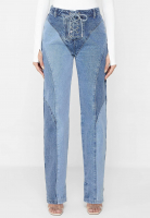 2022 lace-up-patchwork-mom-jeans