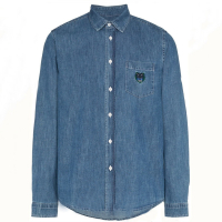 Men's denim long-sleeved shirt With 3D Embroidered